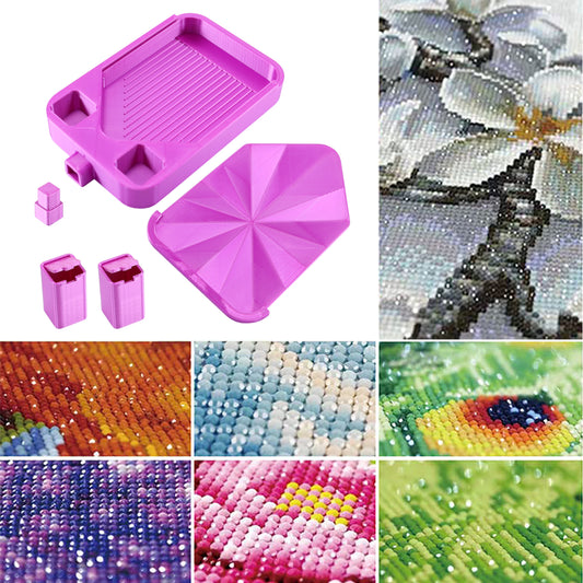 Diamond Painting Storage Container Tray with Stopper Lid for DIY Craft(Purple)