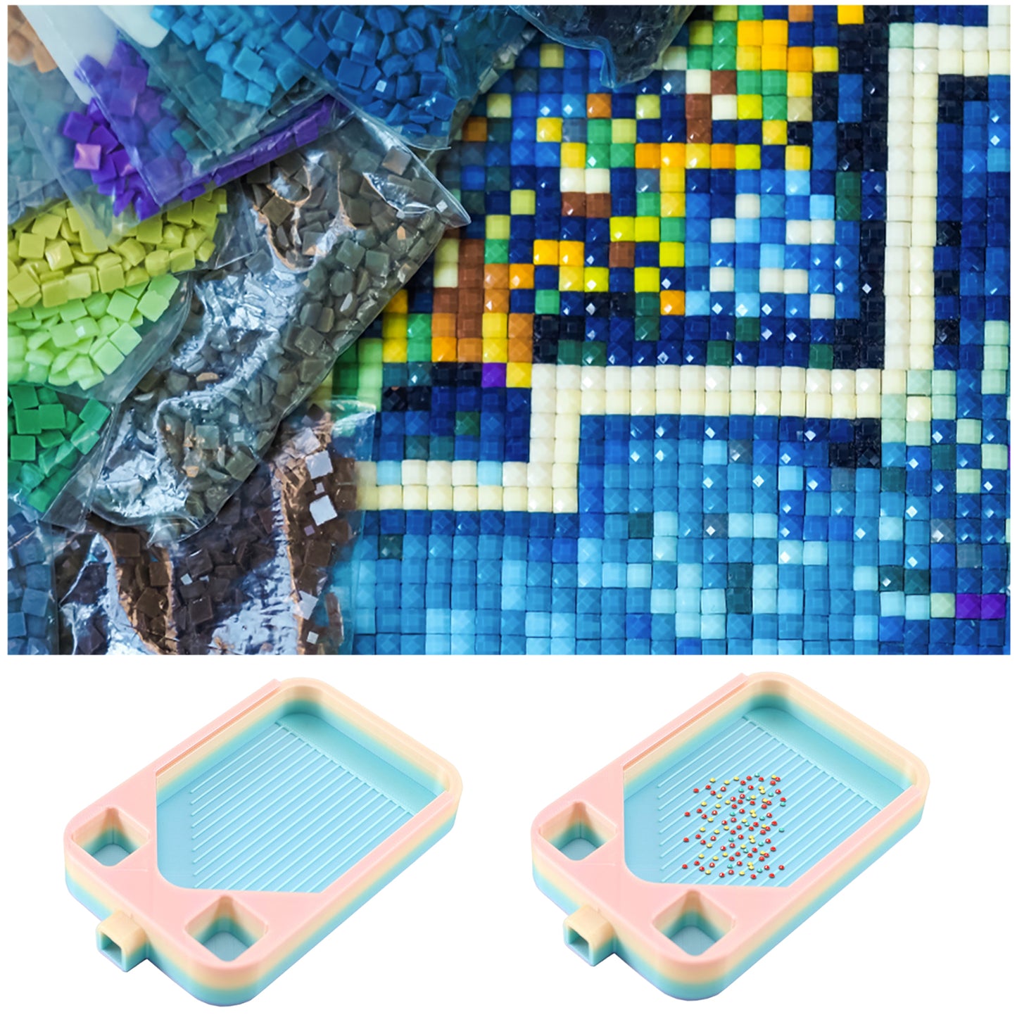 Diamond Painting Storage Container Tray with Stopper Lid for DIY Craft(Colorful)
