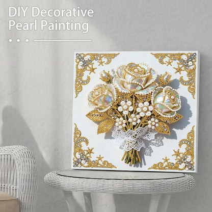 Vibrant Flowers - DIY Pearl Gem Art Diamond Painting Kits With Framefor Home Decor -25x25cm