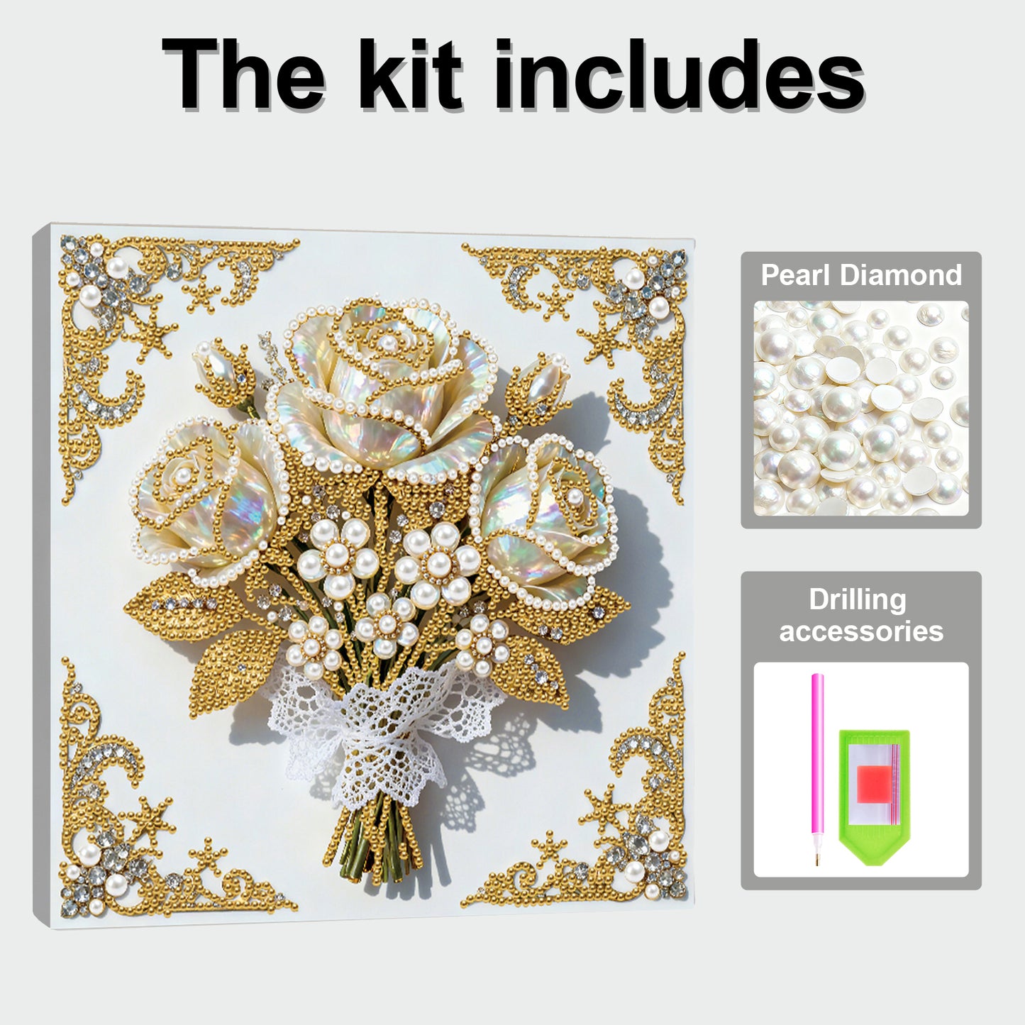 Vibrant Flowers - DIY Pearl Gem Art Diamond Painting Kits With Framefor Home Decor -25x25cm