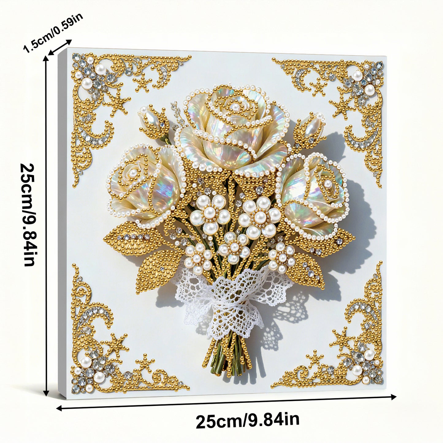 Vibrant Flowers - DIY Pearl Gem Art Diamond Painting Kits With Framefor Home Decor -25x25cm
