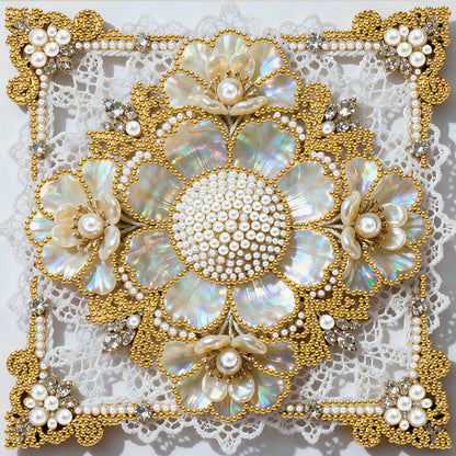 Flowers - DIY Pearl Gem Art Diamond Painting Kits With Framefor Home Decor -25x25cm