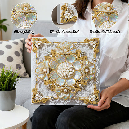 Flowers - DIY Pearl Gem Art Diamond Painting Kits With Framefor Home Decor -25x25cm
