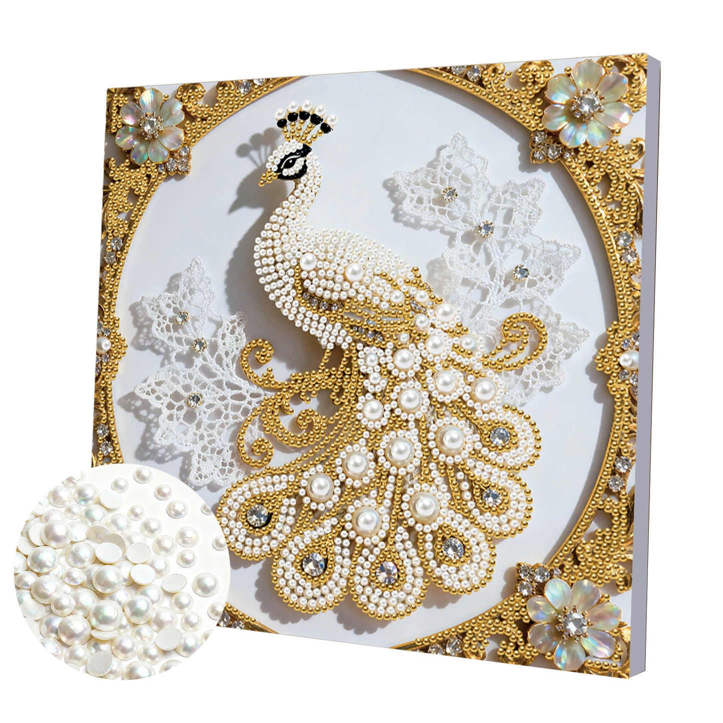 Peacock - DIY Pearl Gem Art Diamond Painting Kits With Framefor Home Decor -25x25cm