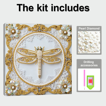 Dragonfly - DIY Pearl Gem Art Diamond Painting Kits With Framefor Home Decor -25x25cm