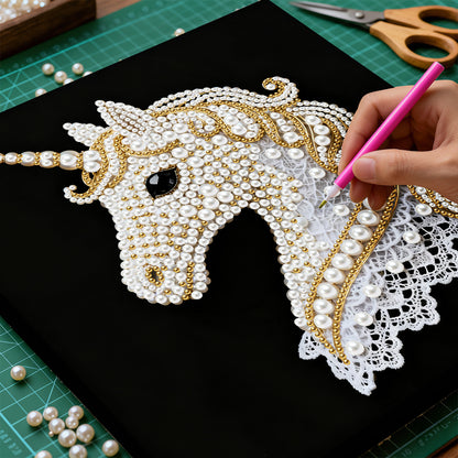 Unicorn - DIY Pearl Gem Art Diamond Painting Kits With Framefor Home Decor -25x25cm
