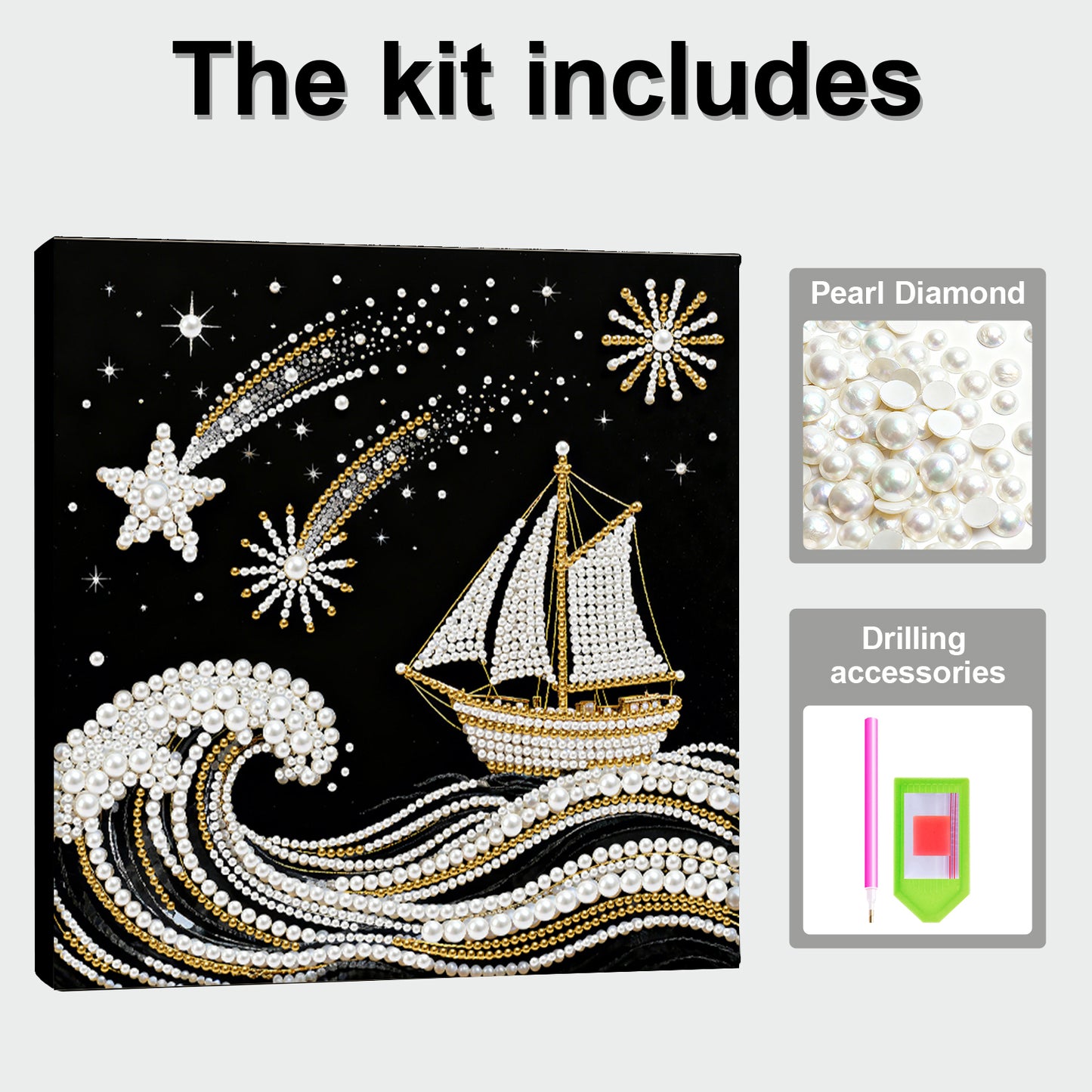 Sailboat On Waves - DIY Pearl Gem Art Diamond Painting Kits With Framefor Home Decor -25x25cm