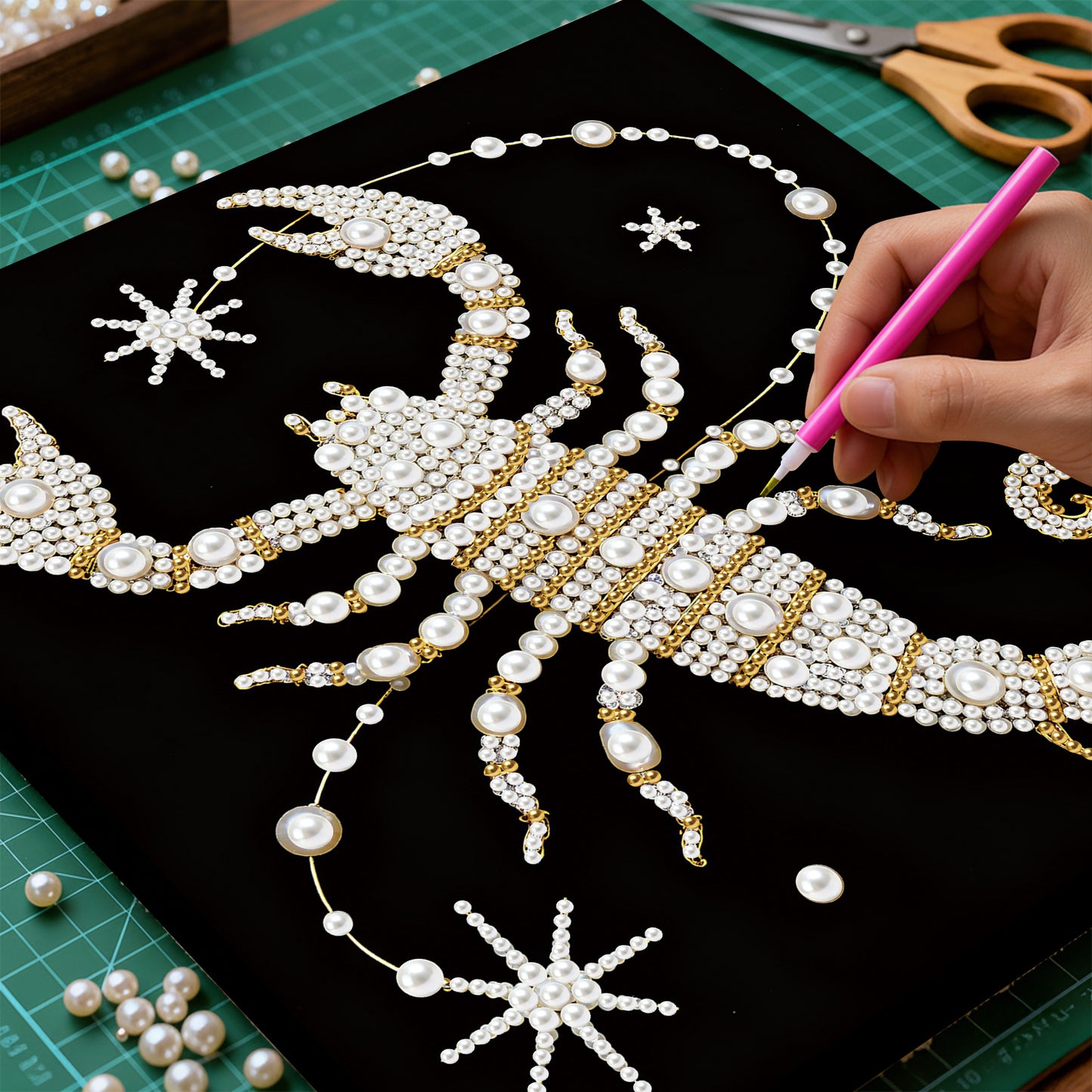 Scorpion - DIY Pearl Gem Art Diamond Painting Kits With Framefor Home Decor -25x25cm