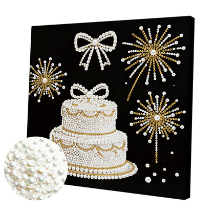 Cake - DIY Pearl Gem Art Diamond Painting Kits With Framefor Home Decor -25x25cm