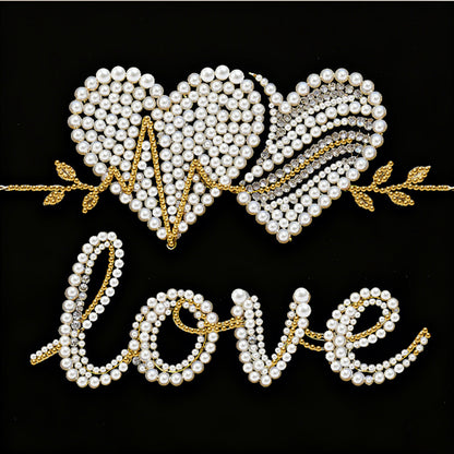 Love - DIY Pearl Gem Art Diamond Painting Kits With Framefor Home Decor -25x25cm