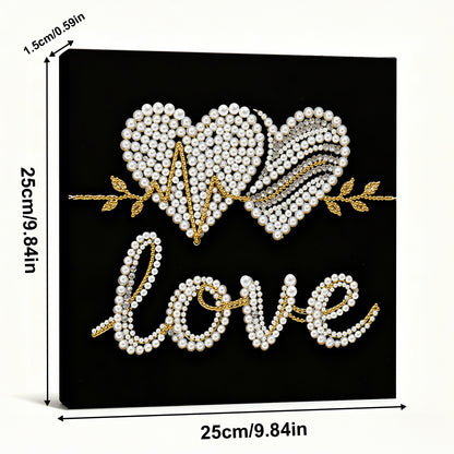 Love - DIY Pearl Gem Art Diamond Painting Kits With Framefor Home Decor -25x25cm