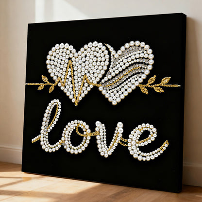 Love - DIY Pearl Gem Art Diamond Painting Kits With Framefor Home Decor -25x25cm