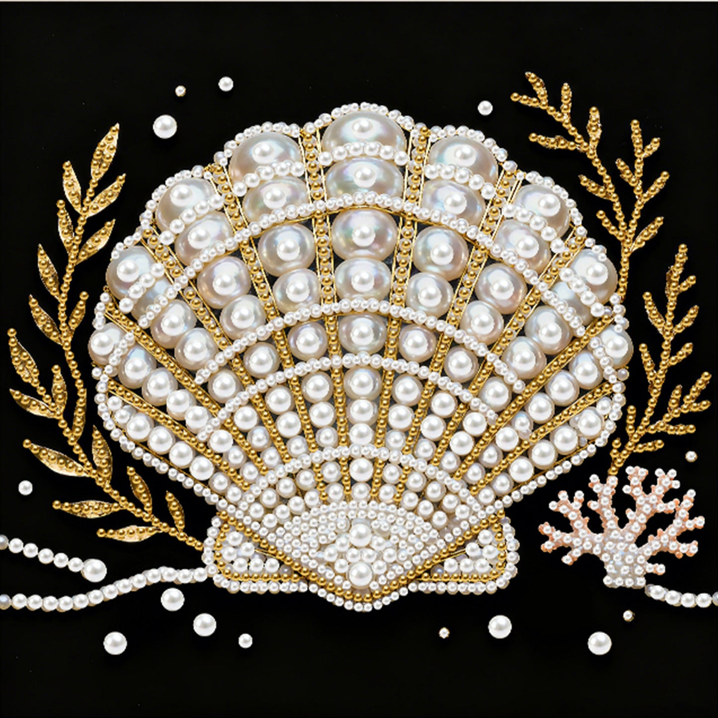 Shells - DIY Pearl Gem Art Diamond Painting Kits With Framefor Home Decor -25x25cm