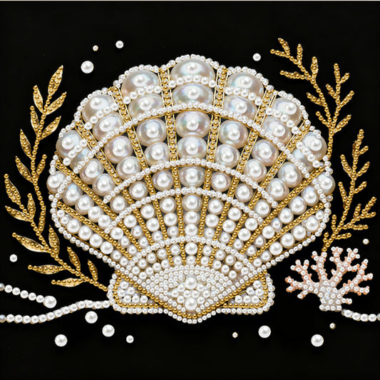Shells - DIY Pearl Gem Art Diamond Painting Kits With Framefor Home Decor -25x25cm