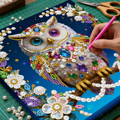 Owls - DIY Pearl Gem Art Diamond Painting Kits With Framefor Home Decor -25x25cm