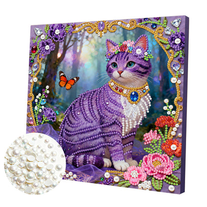 Kitty - DIY Pearl Gem Art Diamond Painting Kits With Framefor Home Decor -25x25cm