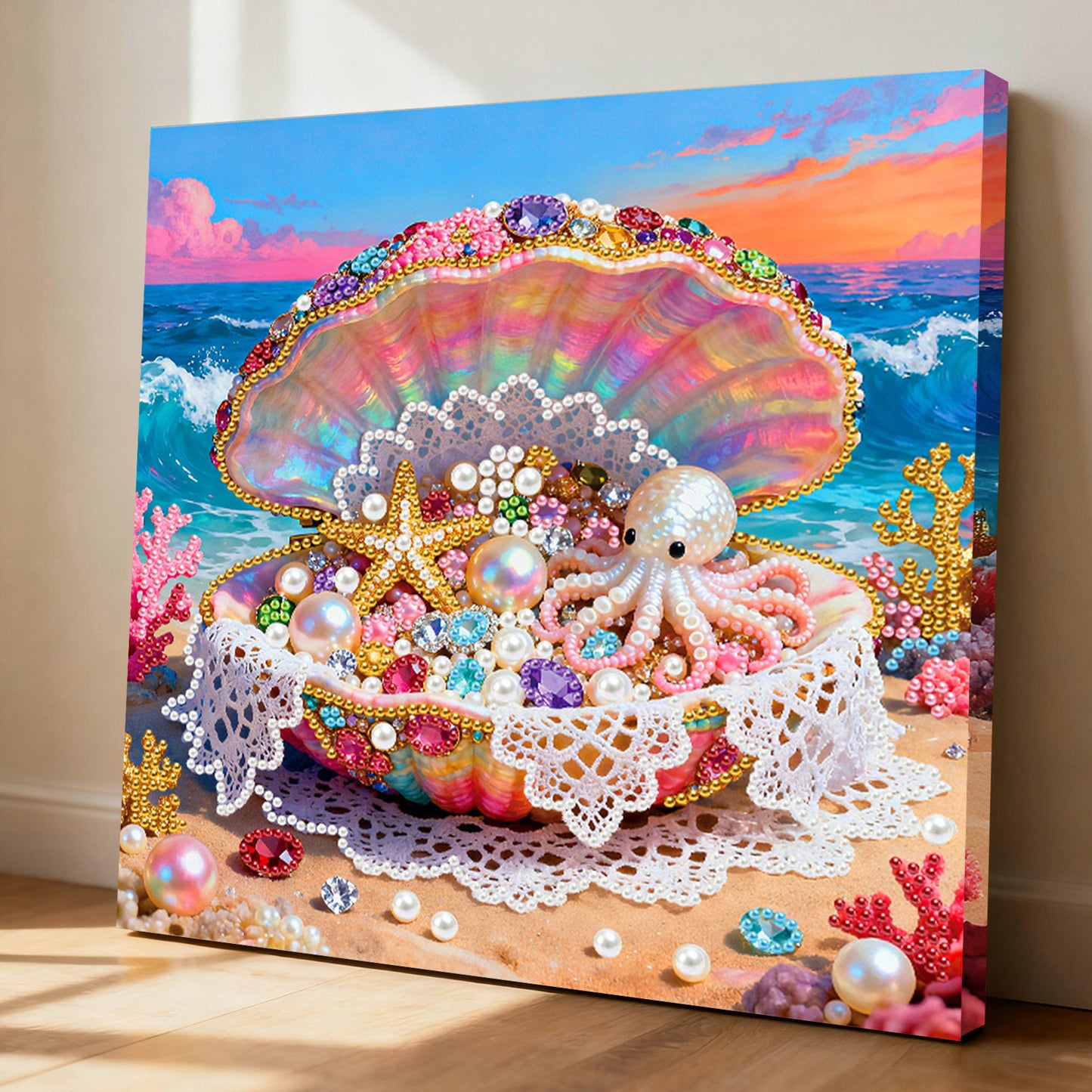 Dreamy Pearl Shell - DIY Pearl Gem Art Diamond Painting Kits With Framefor Home Decor -25x25cm