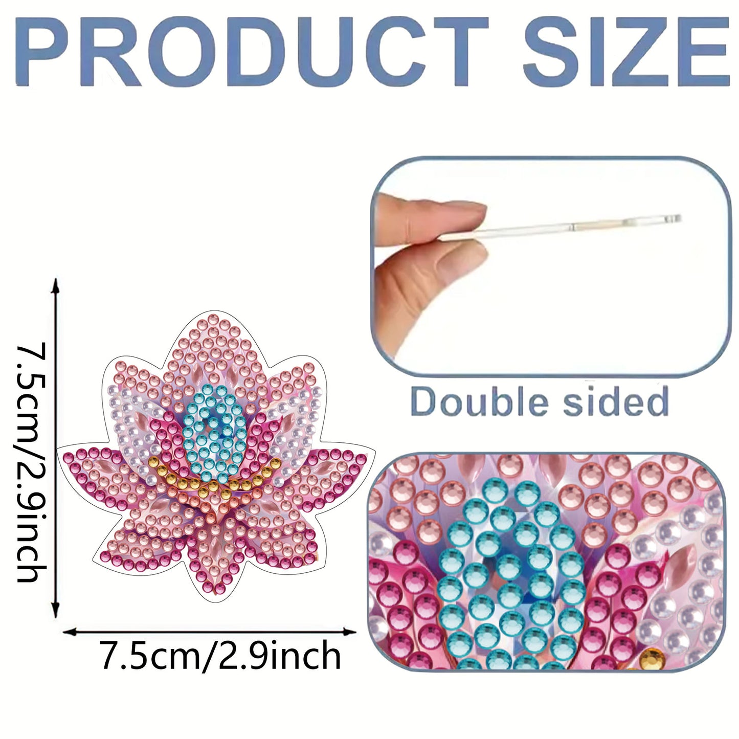 15pcs Lotus 2D Acrylic DIY Diamond Art Fridge Magnet Kit for Home Car Decor