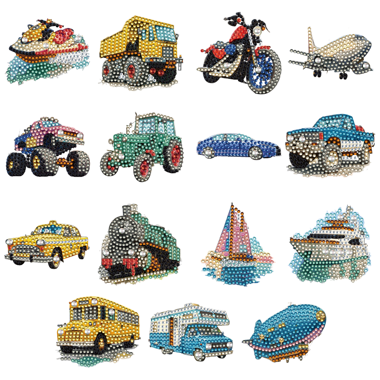 15pcs Car 2D Acrylic DIY Diamond Art Fridge Magnet Kit for Home Cars Decor