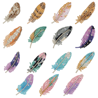 15pcs Feather 2D Acrylic DIY Diamond Art Fridge Magnet Kit for Home Cars Decor