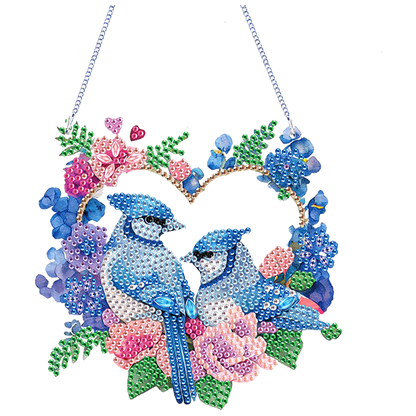4Pcs Bluebird Cardinal 2D Flat DIY Diamond Painting Kit Home Crystal Art Pendant