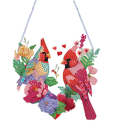 4Pcs Bluebird Cardinal 2D Flat DIY Diamond Painting Kit Home Crystal Art Pendant