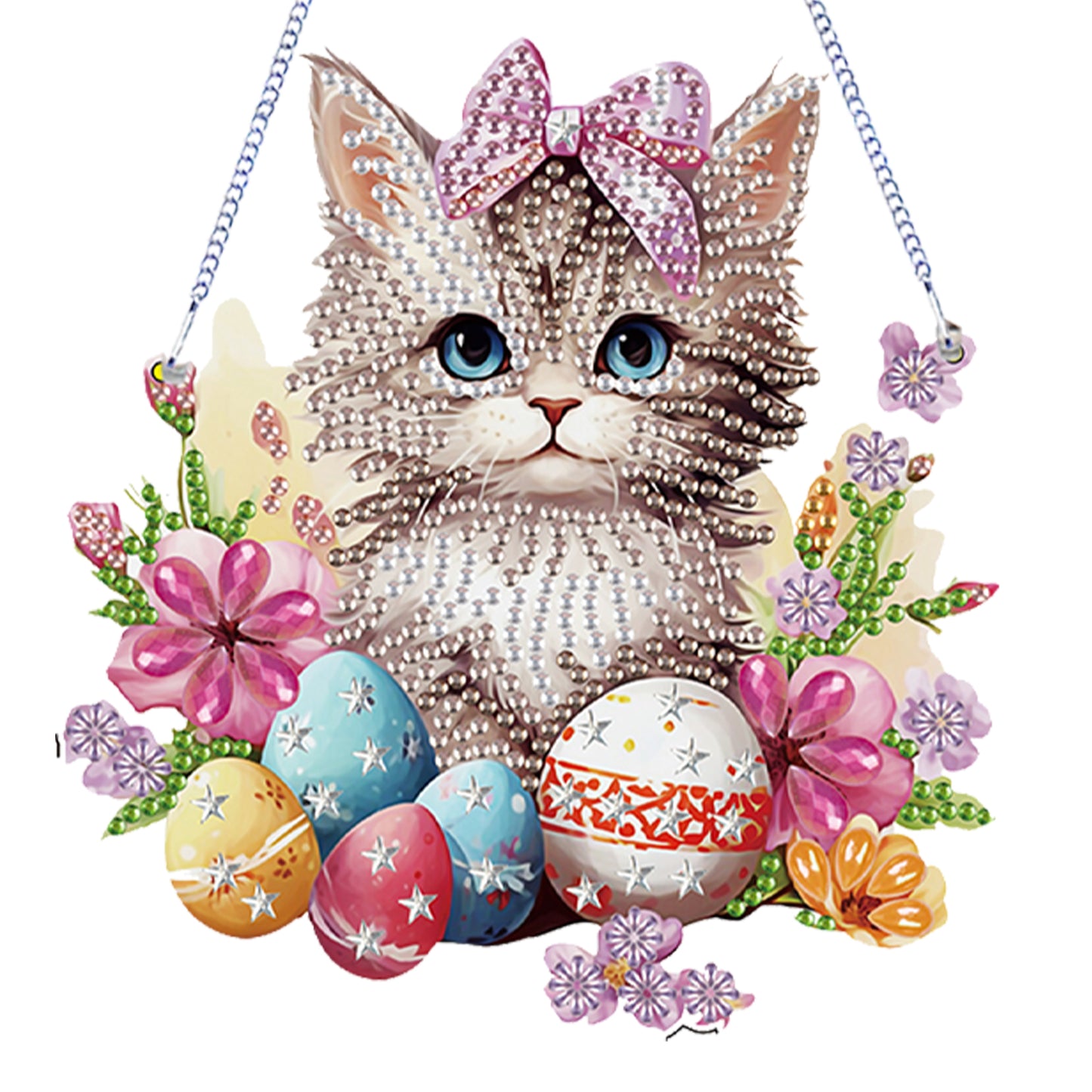 4Pcs Easter 2D Flat DIY Diamond Painting Kit Crystal Art Pendant for Home Wall