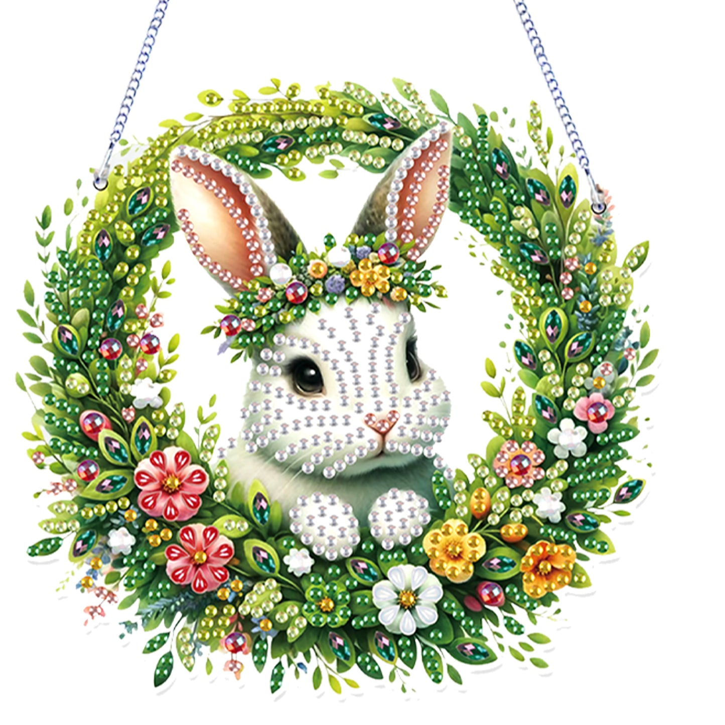 4Pcs Easter 2D Flat DIY Diamond Painting Kit Crystal Art Pendant for Home Wall