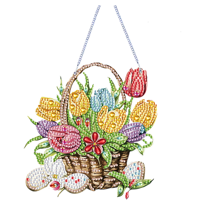 4Pcs Easter 2D Flat DIY Diamond Painting Kit Crystal Art Pendant for Home Wall