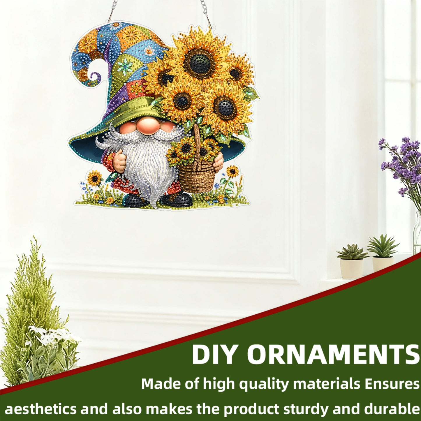 Sunflower 2D Flat DIY Acrylic Diamond Art Paintings Pendant for Home Wall Decor