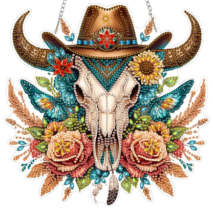Cowboy Cow 2D Flat DIY Acrylic Diamond Art Paintings Pendant for Home Wall Decor