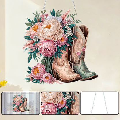 Boots 2D Flat DIY Acrylic Diamond Art Paintings Pendant for Home Wall Decor