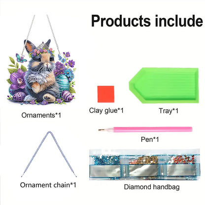 Rabbit 2D Flat DIY Acrylic Diamond Art Paintings Pendant for Home Wall Decor