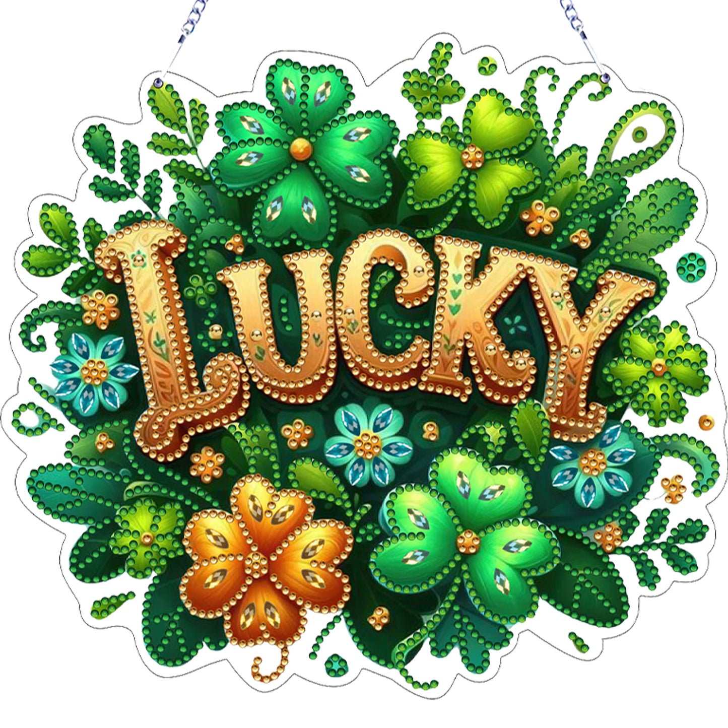 Lucky DIY 2D Flat Acrylic Diamond Painting Dots Pendant for Adults Home Decor