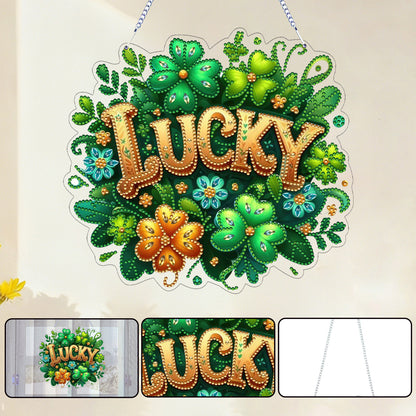 Lucky DIY 2D Flat Acrylic Diamond Painting Dots Pendant for Adults Home Decor