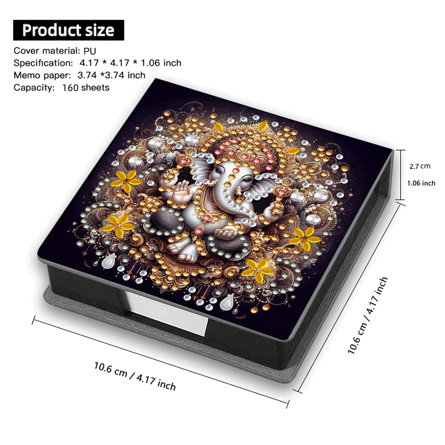 Animals Flowers PU DIY 5D Diamond Painting Note Box 640 Blank Notepad for Office
