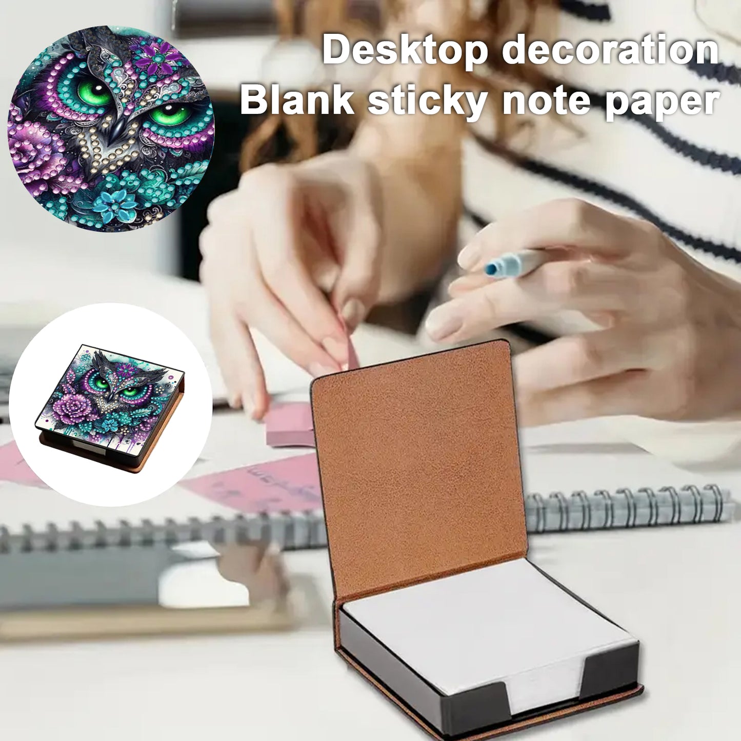 Animals and Trees PU DIY 5D Diamond Painting Note Box 640 Blank Notepads Office