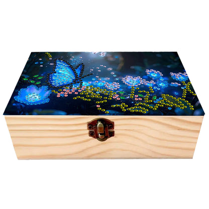 Butterflies Flowers DIY Wooden 5D Diamond Art Diamond Art Storage Box for Adults
