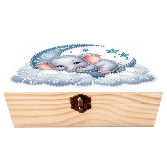 Elephant DIY Wooden 5D Diamond Art Diamond Art Storage Box for Adults Gifts Desk