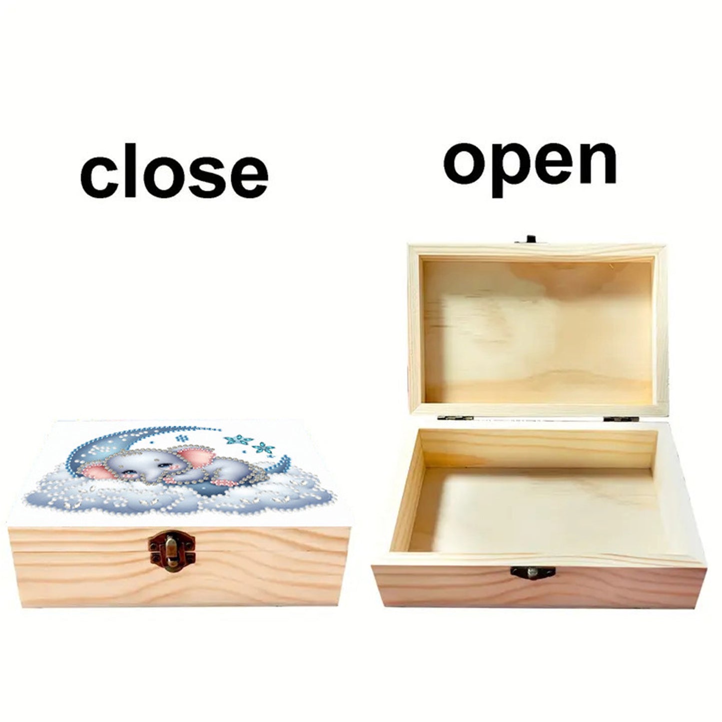 Elephant DIY Wooden 5D Diamond Art Diamond Art Storage Box for Adults Gifts Desk