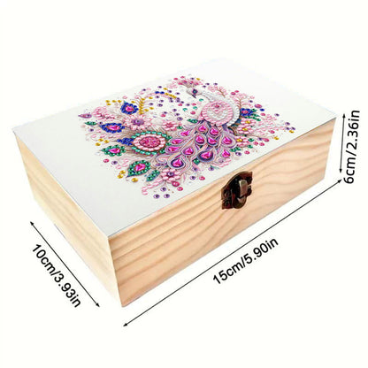 Peacock DIY Wooden 5D Diamond Art Diamond Art Storage Box for Adults Desktop