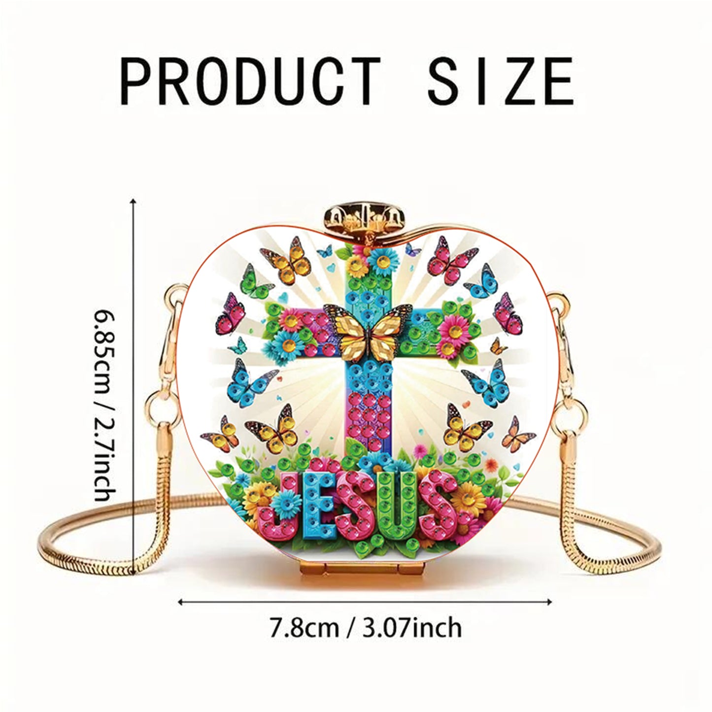 Cross DIY Acrylic Love Art Diamond Painting Coin Purse with Chain for Women Girl