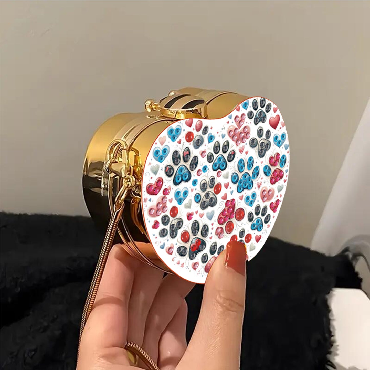 Cat Paw DIY Acrylic Love Art Diamond Painting Coin Purse with Chain for Women