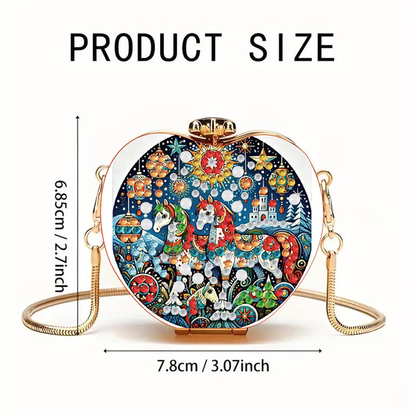 Horse DIY Acrylic Love Art Diamond Painting Coin Purse with Chain for Women Girl