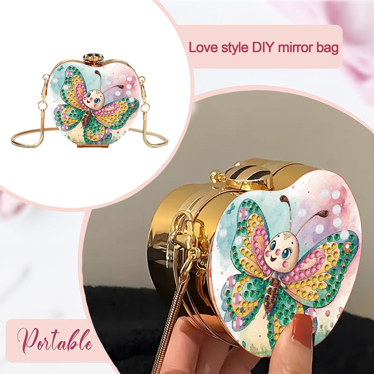 Butterfly DIY Acrylic Love Art Diamond Painting Coin Purse with Chain for Women