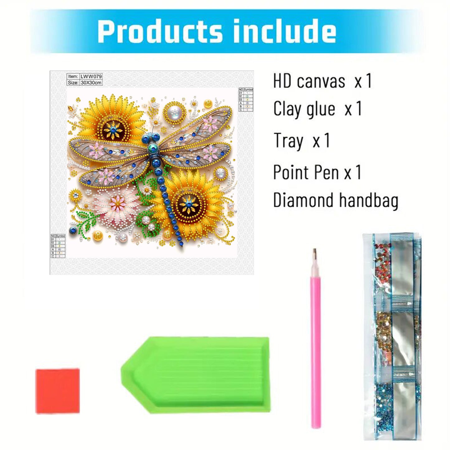 Flower Dragonfly - Special Shaped Drill Diamond Painting 30*30CM