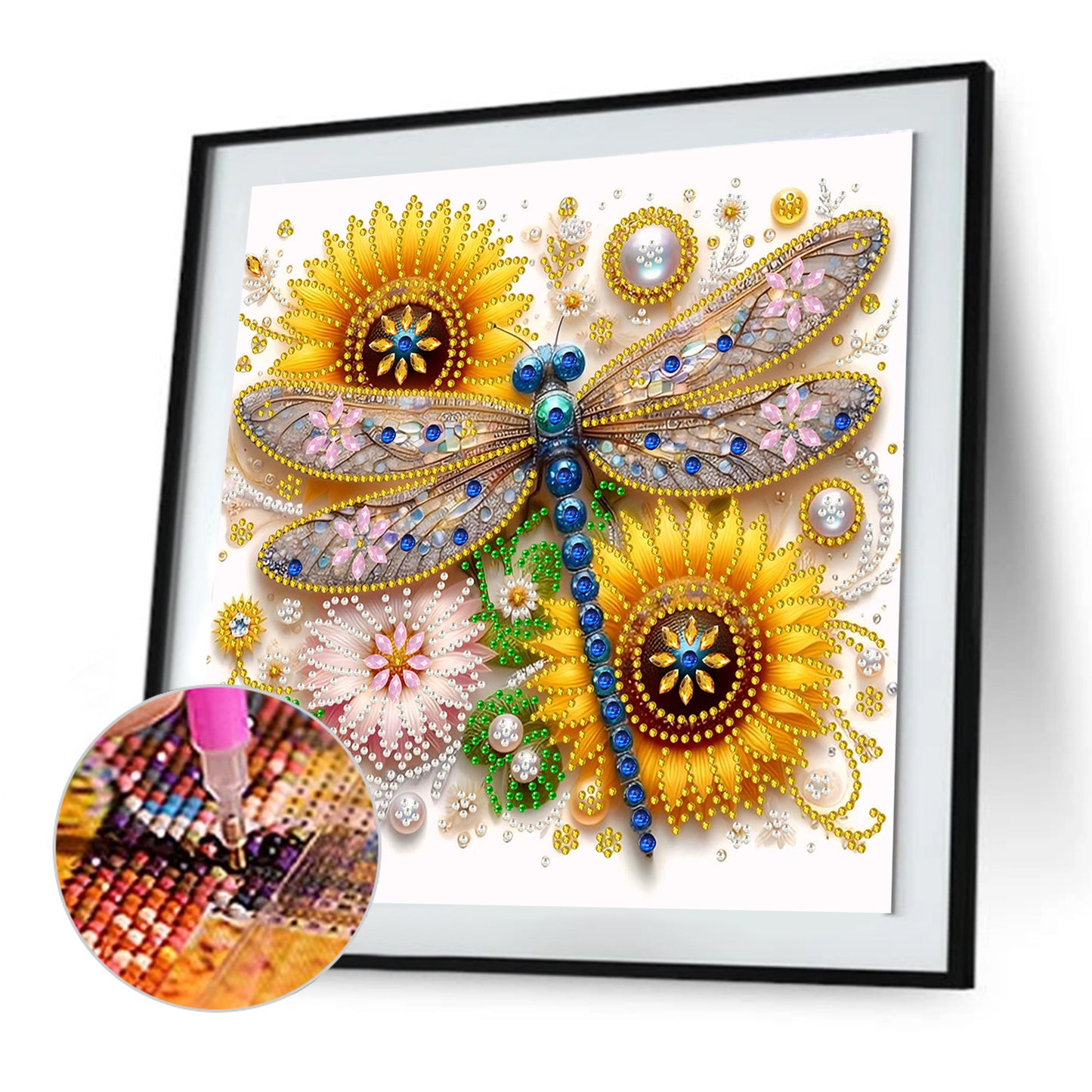Flower Dragonfly - Special Shaped Drill Diamond Painting 30*30CM