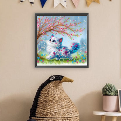 Spring Cat - Special Shaped Drill Diamond Painting 30*30CM