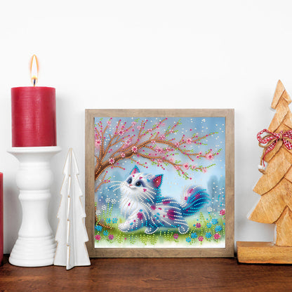 Spring Cat - Special Shaped Drill Diamond Painting 30*30CM