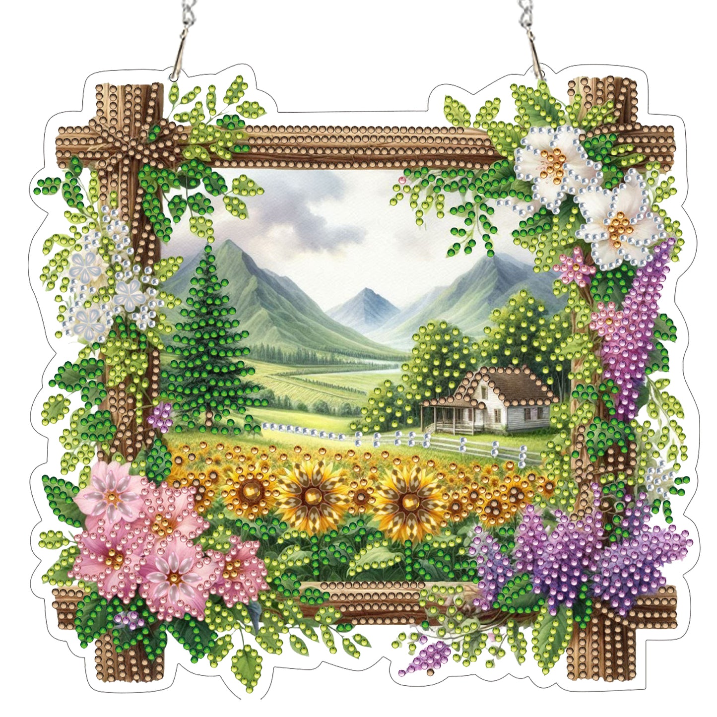 Rural Fields 2D Flat DIY Diamond Painting Kits Window Hanging for Home Decor